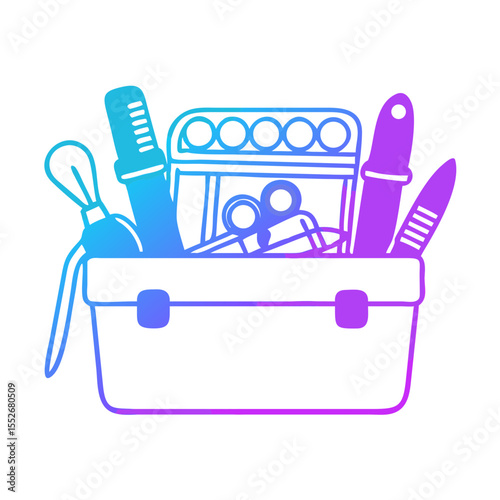 Sewing box icon in gradient pastel, tool storage concept