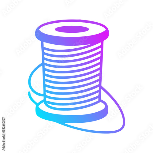 Spool of thread icon in pastel blue and violet, sewing concept