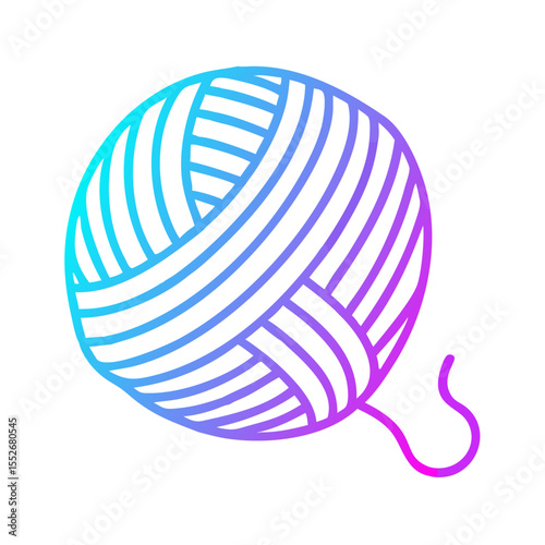Yarn skein ball icon in line style, pastel colors, textile crafting