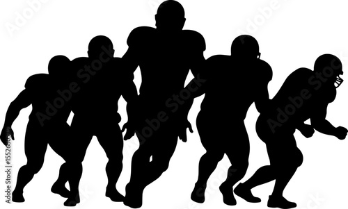 American Football Players Catching Ball Silhouette vector bundle