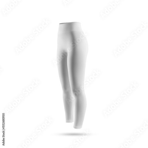 A pair of white leggings displayed against a plain background, emphasizing their design and fit.