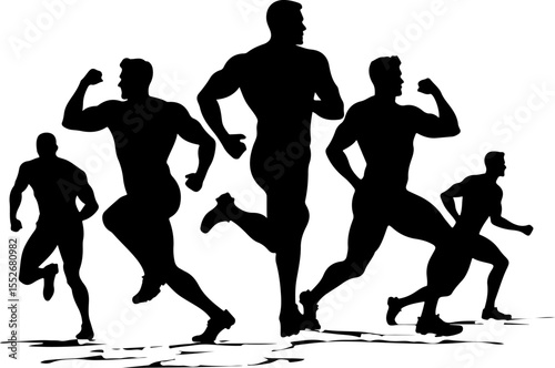 American Football Players Catching Ball Silhouette