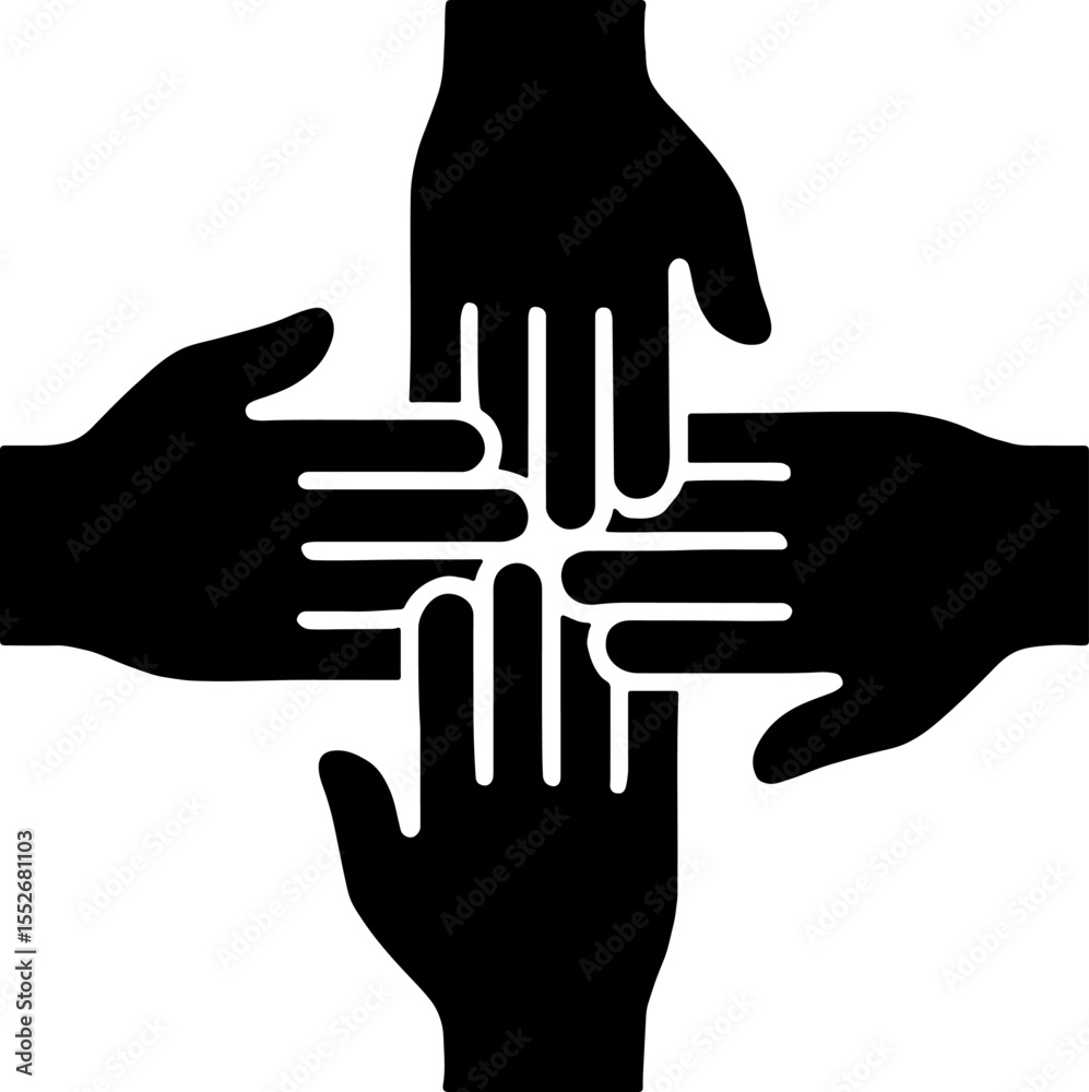 Obraz premium Interlocked Hands Symbol vector bundle