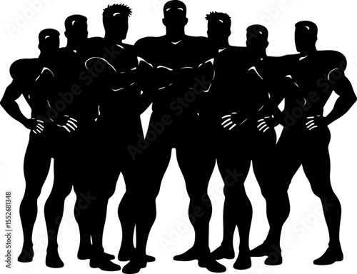 American Football Players Catching Ball Silhouette