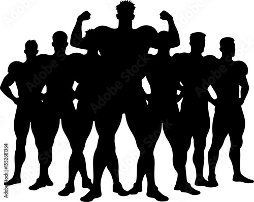American Football Players Catching Ball Silhouette