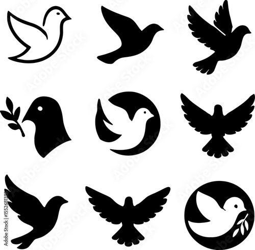  Dove Icon Set vector bundle