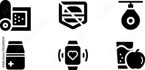 Modern Rounded Filled Fitness Icon Set