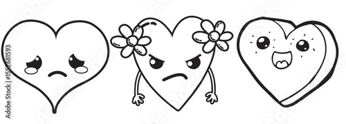 Smiley  sad and angry heart