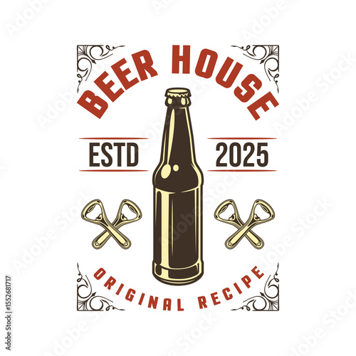 Beer house typography logo vector design
