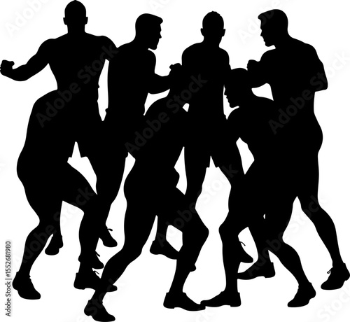 American Football Player Silhouettes vector bundle