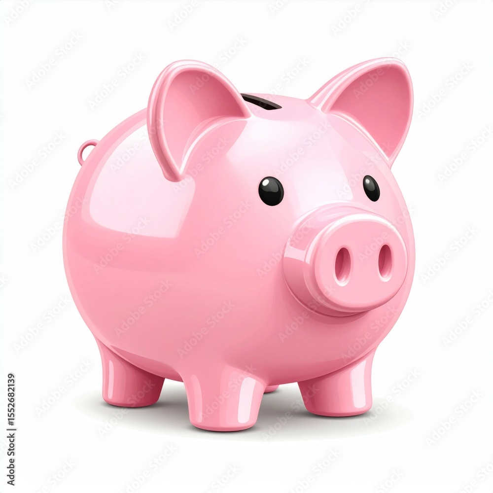 Fototapeta premium Pink Piggy Bank on White Background