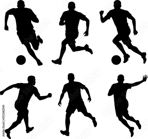American Football Player Silhouettes vector bundle