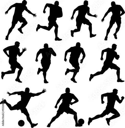 American Football Player Silhouettes vector bundle