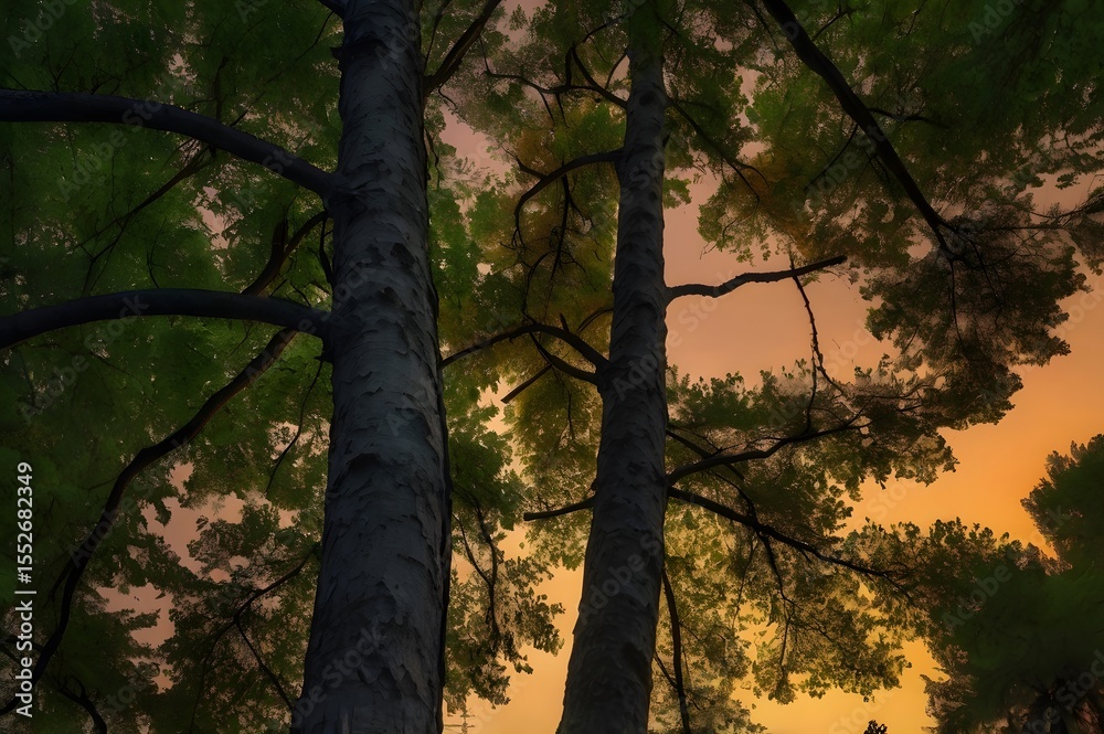 Fototapeta premium nature forest in sunrise, Sognsvann, Oslo
