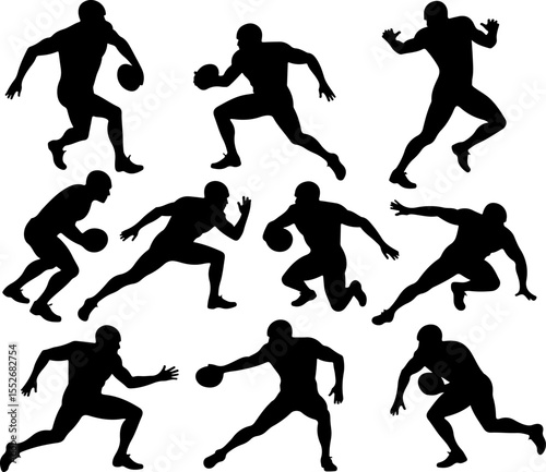 American Football Player Silhouettes vector bundle