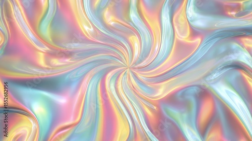 Abstract iridescent pastel background with holographic rainbow colors including pink, orange, yellow, green, blue, and purple in smooth gradients and detailed vector design in high resolution