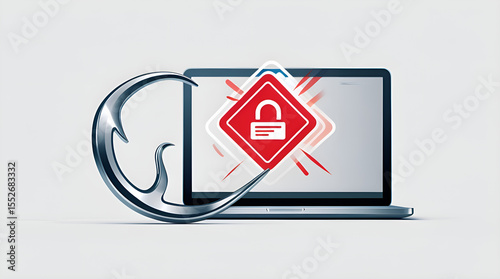 Minimalist Cyber Threat Graphic Featuring Financial Data Theft