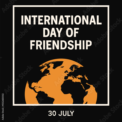 Global Friendship Day Vector Illustration with World Map
