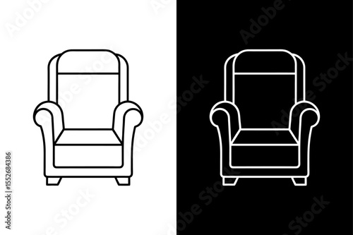Black Line Recliner Icon. Clean Vector Illustration for Recliner Logos