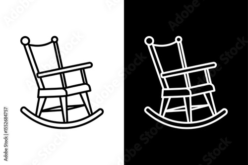 Minimal Rocking Chair Outline. Simple Line Drawing Vector Design