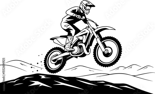 Motocross Rider Jumping Silhouette vector