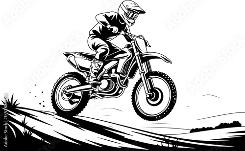 Motocross Rider Jumping Silhouette vector