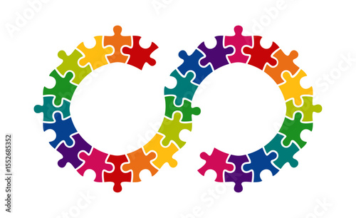 Infinity symbol colorful puzzle design. Vector isolated on a white background.