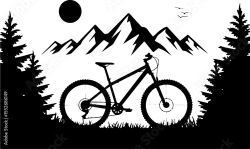 Mountain Biking Adventure Silhouette vector art 