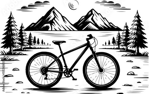 Mountain Biking Adventure Silhouette vector art 