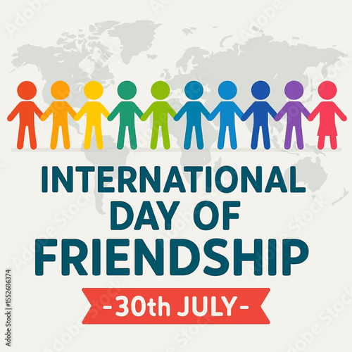 International Day of Friendship Paper Doll Chain Vector