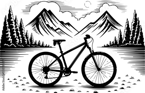Mountain Biking Adventure Silhouette vector art 