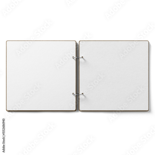 A blank binder with two open pages, ready for notes or sketches.