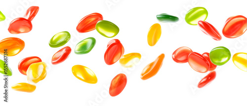 Wallpaper Mural Colorful candy pieces cascade on a transparent background, creating a vibrant and sweet confectionery scene suitable for backgrounds or product illustrations. Torontodigital.ca