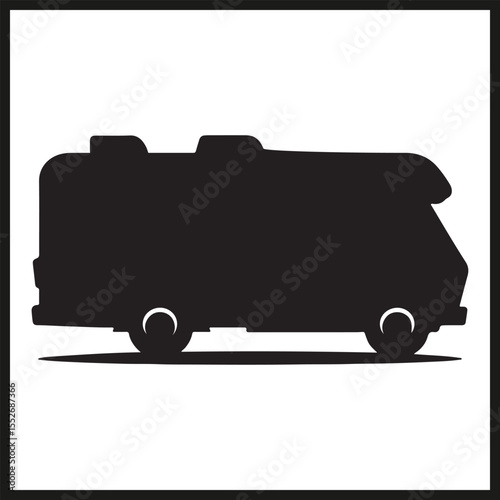 A black silhouette of a Camper vector