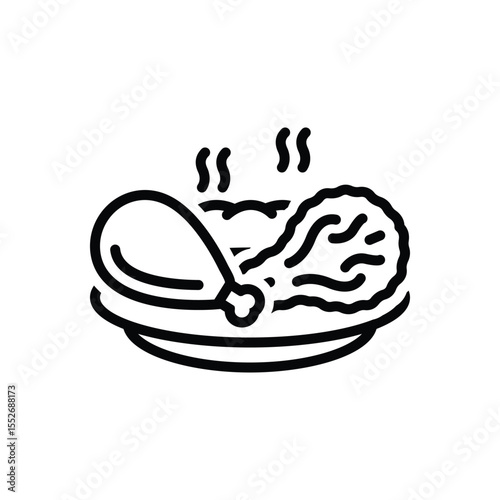 Black line  icon for fried chicken