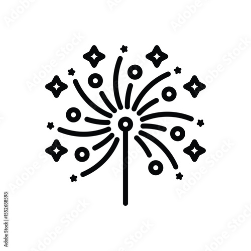 Black line  icon for sparkler