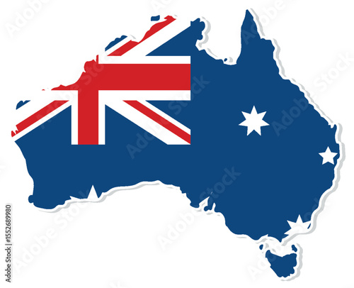 Australia Map with National Flag Design