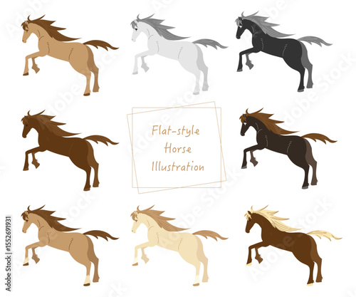馬のベクターイラスト集 / Flat-style Horse Illustration Set