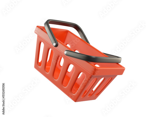 Fotografie Red empty Shopping Cart from a supermarket for shopping