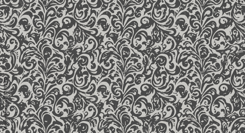 Elegant dark grey swirling pattern design for wallpaper and textiles