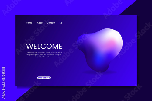 Minimalist Gradient Landing Page UI with 3D Blob Illustration