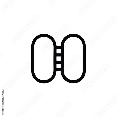 Minimalist Icon Featuring Two Rounded Rectangles Interconnected by Horizontal Bars, Representing Connection or Linkage in a Clean Design