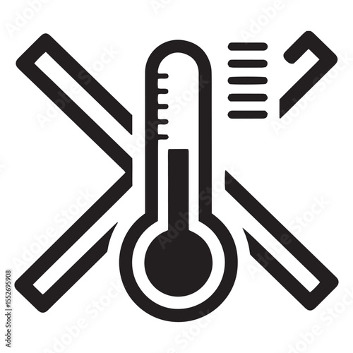 Simplified black and white vector illustration of cold weather and temperature measurement