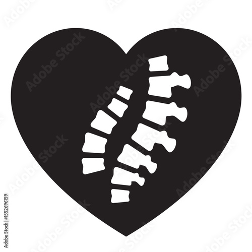 Spine and heart symbol representing spinal health and body wellbeing illustration
