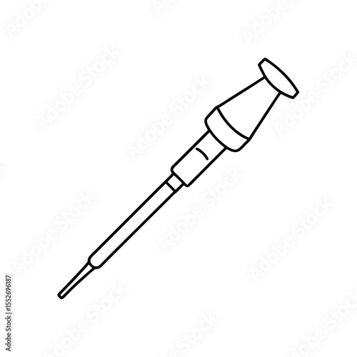 Simple Black and White Illustration of a Syringe Medical Equipment for Injections and Healthcare Procedures Isolated on White Backdrop