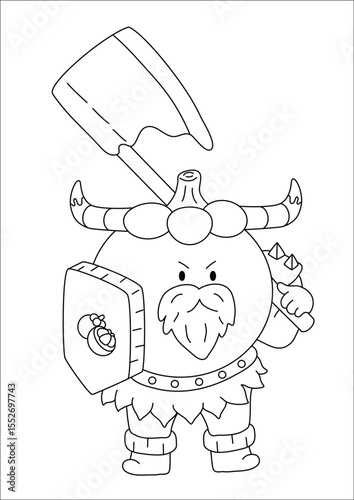 Prepare for battle with this captivating series of black and white line art, showcasing your favorite fruits and vegetables transformed into legendary warriors! Discover the might of a Viking broccoli