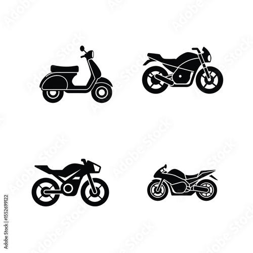 MotorBike vector silhouette art illustration bundle