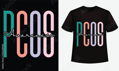 PCOS awareness design for t-shirt, hoodie, bags, mugs, stickers, banner, poster, icon etc. Fully Editable Print Ready Template - Vector