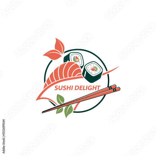 Japanese norimaki roll sushi sashimi  logo design vector 