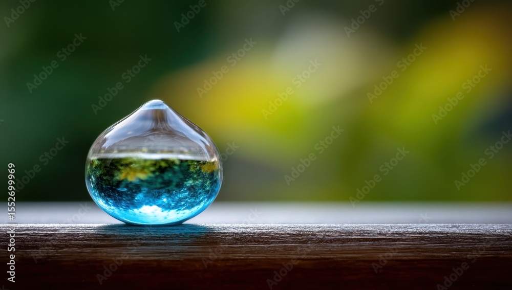 Teal glass orb, miniature landscape Teal glass orb, miniature landscape